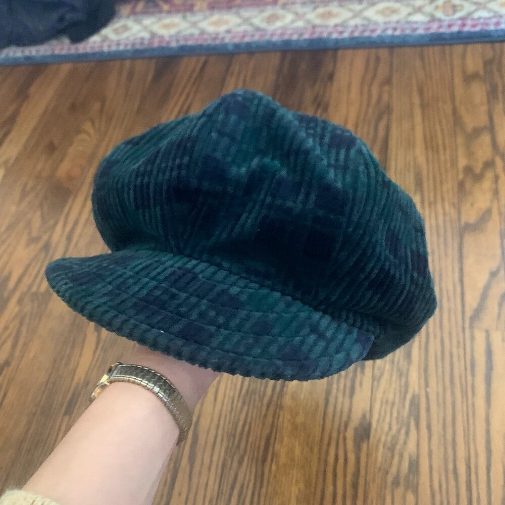 Very cool handmade The Hat People green corduroy hat one size